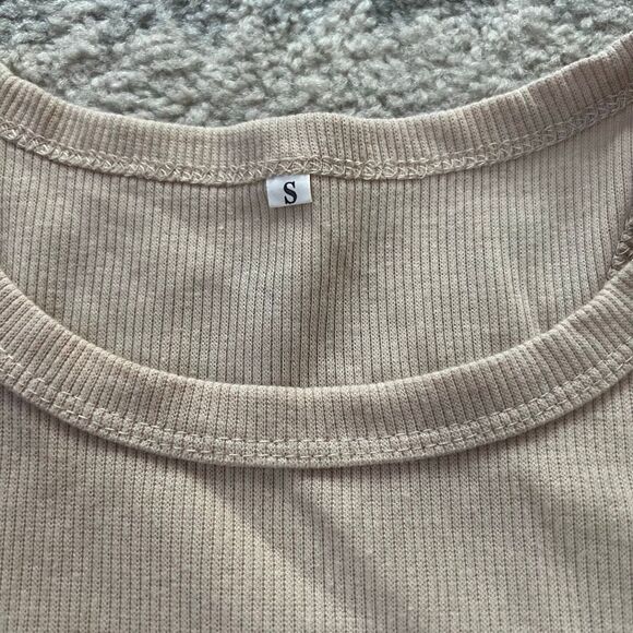 Women’s Tan Racerback Crop Tank Top - Picture 6 of 7